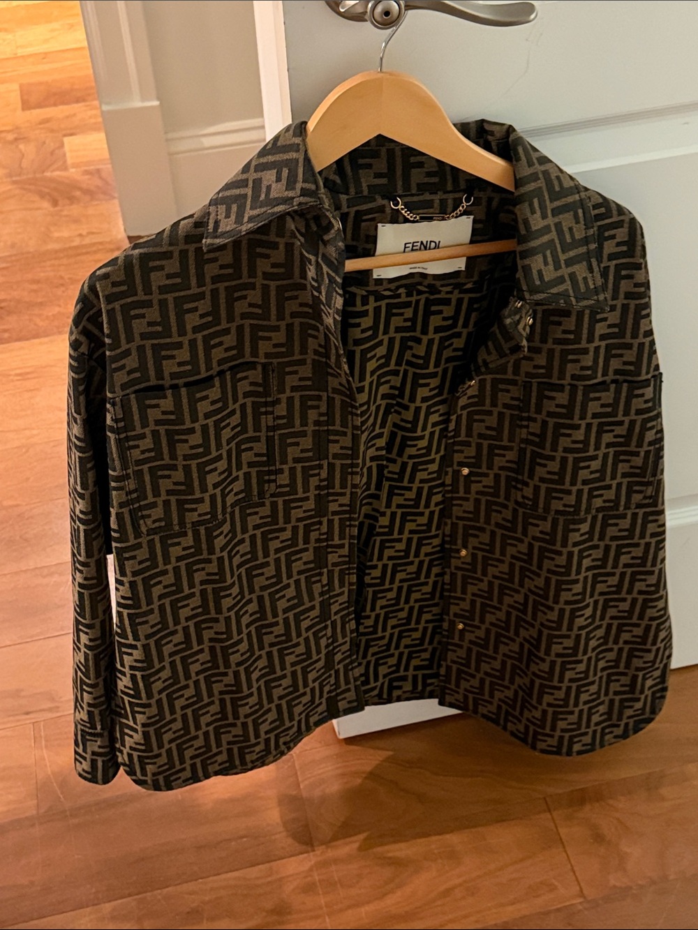 Fendi Black and Brown FF Logo Shirt Jacket